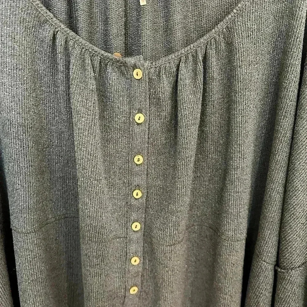 FREE PEOPLE boho Marla knit jersey button down Henley top XS - Picture 7 of 12